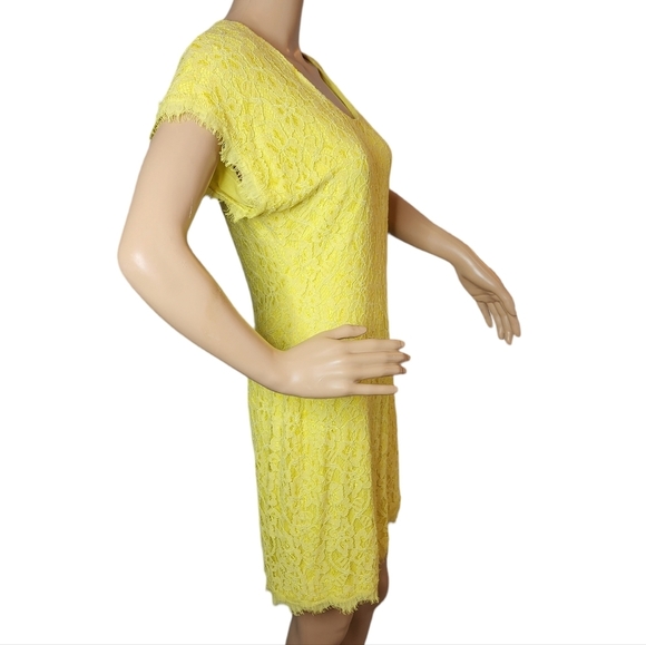 NWT Diane Von Furstenberg yellow lace Wanda Mini dress.  Size 8 - Picture 5 of 16